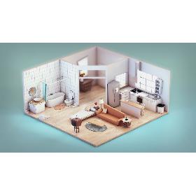 stylized flat apartment model